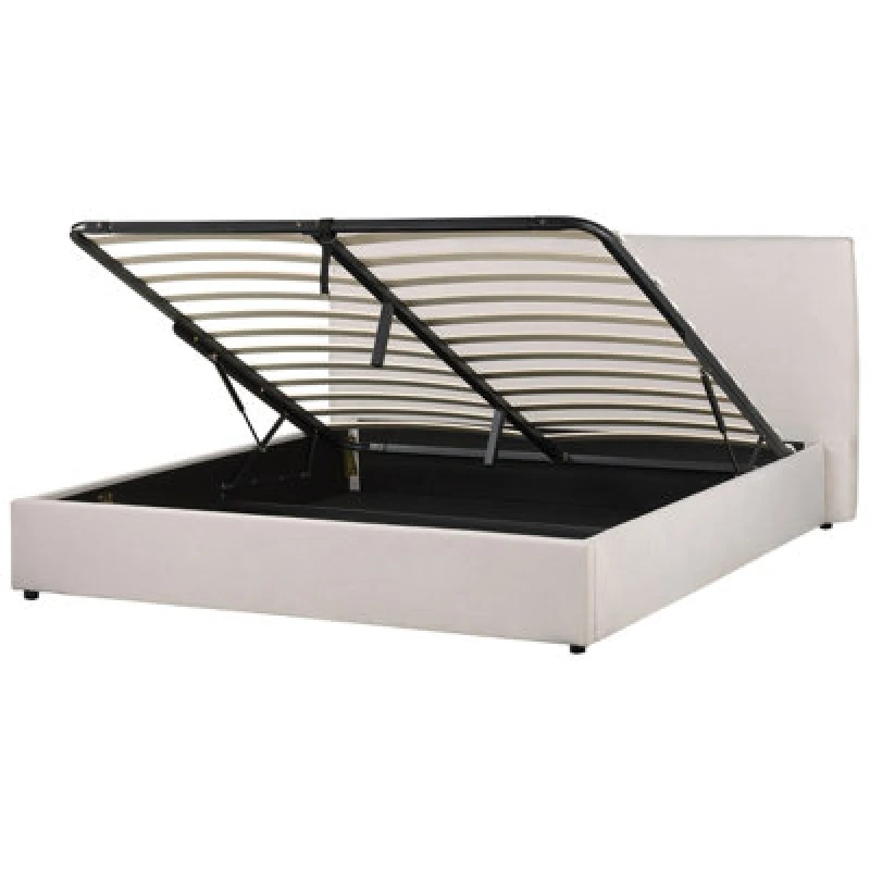 Image of Beliani Ottoman Bed Velvet Lavaur 180 X 200 Cm (Eu Super King) Off-White