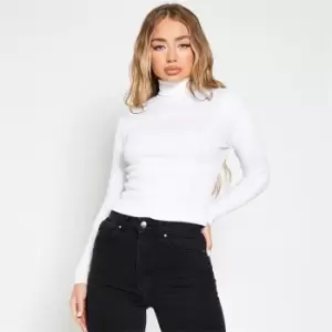 Image of I Saw It First Rib Roll Neck Cotton Crop Top - White