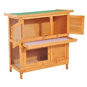Image of PawHut Rabbit Hutch Vintage Yellow, Green 450 mm x 900 mm x 900 mm