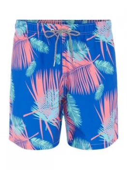 Image of Mens Boardies Tropicano Print Mid Length Swim Short Blue