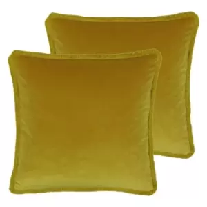 Image of Paoletti Freya Twin Pack Polyester Filled Cushions Ochre