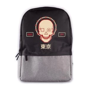 Image of Sony Playstation Biker Skull with Puff Print Backpack (Black/Grey)