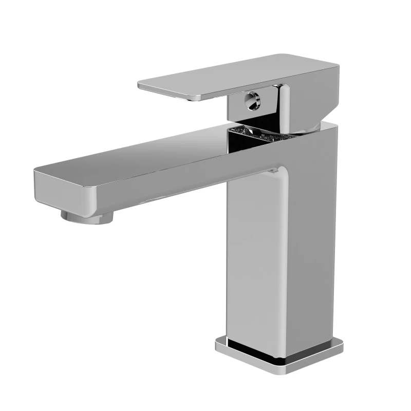 Image of Balterley Square Mono Basin Mixer Bathroom Sink Tap, Dual Lever Control - Chrome in Silver Silver Unisex