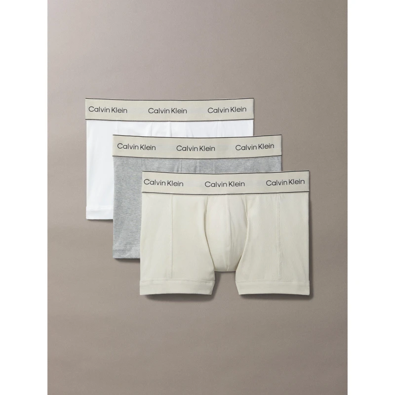 Image of Calvin Klein Mens Elastic Waistband Trunks Oystr/Gry/White male Large