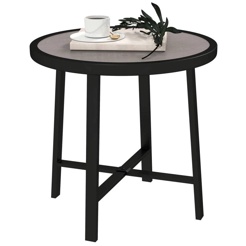 Image of Outsunny 50.5cm Round Garden Table with SPC Tabletop, Grey Wood Effect, Grey 84G-647V00GY