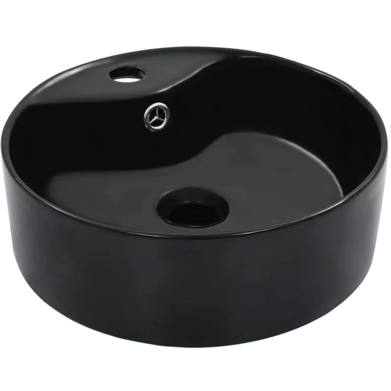 Image of vidaXL Wash Basin with Overflow 36x13cm Ceramic Black 143912
