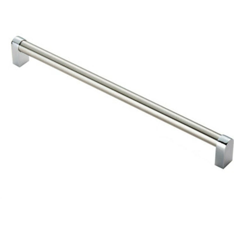 Image of Loops Round Tube Pull Handle 336 x 16mm 320mm Fixing Centres Satin Nickel & Chrome Metallics unisex