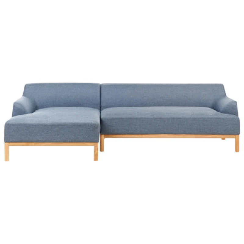 Image of Beliani Corner Sofa 3 Seater Sosjo Fabric Blue Right Hand