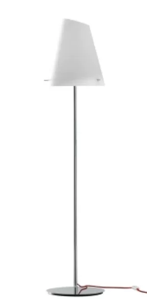 Image of Ermes Floor Lamp With Glass Shade, Chrome, Opal, E27