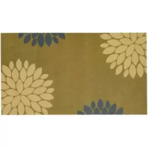 Image of Washamat Recylon Design Modern Flowers Mat 120X67Cm - Ochre