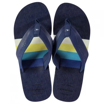 Image of ONeill Imprint Pattern Flip Flops Mens - Blue AOP/Red