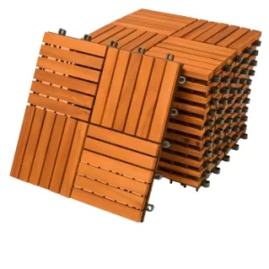 Image of Decking Tiles 11Pcs Acacia Wood 1x1ft Quatro Mosaic
