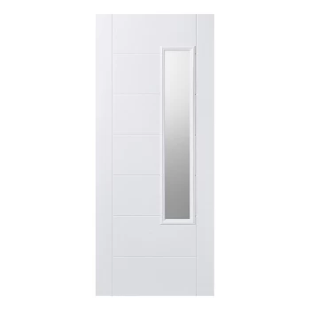 Image of LPD Newbury Contemporary Fully Finished White Composite Obscure Glazed External Front Door - 2032mm x 813mm (80 inch x 32 inch) LPD Doors GRPNEWWHI32
