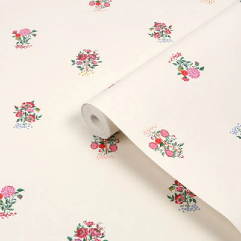 Image of Cath Kidston Kingdom Posey Rose Floral Wallpaper Wallpaper One Size Pink 71751806000