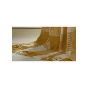 Image of Portfolio Epsom Ochre Throw Blanket Geometric Diamond Check Pattern Yellow Off White 180x250cm - White