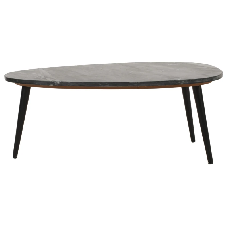 Image of Indian Hub Opal Coffee Table With Black Marble Top & Metal Legs