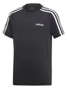 Image of adidas Boys 3 Stripe Short Sleeve T-Shirt - Black, Size 7-8 Years