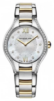 Image of Raymond Weil Womans Two Tone Noemia 62 Diamond Mother Of Watch