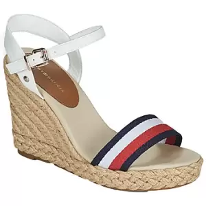 Image of Tommy Hilfiger SHIMMERY RIBBON HIGH WEDGE womens Sandals in White,4,5,6,6.5,7