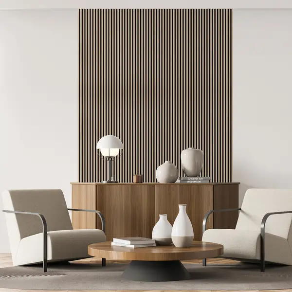 Image of Kraus Acoustic Panel 2400 x 572.5 x 19mm Light Oak - 5 Panel Pack