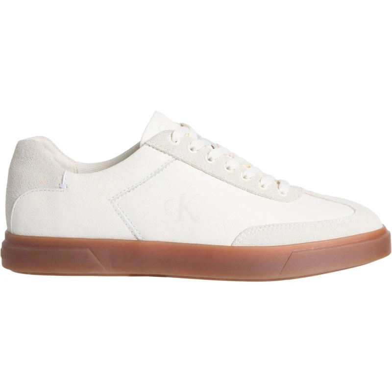 Image of Calvin Klein Jeans Womens Leather Court Trainers Marshmallow female 4 (37)