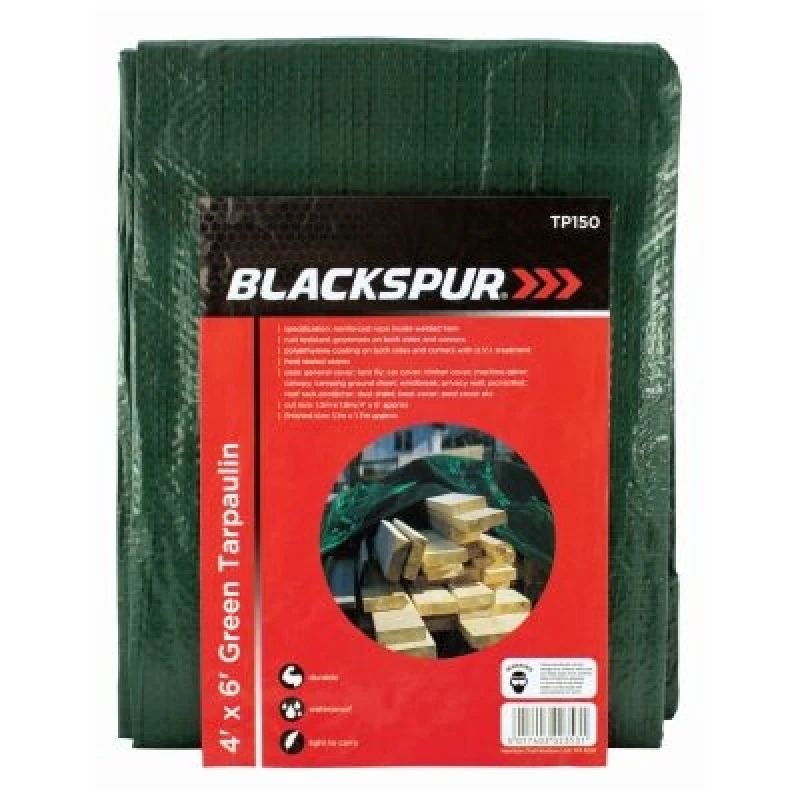 Image of Blackspur 4' X 6' Tarpaulin, Green 13318AWUK