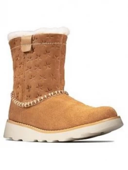 Image of Clarks Girls Crown Piper Tan Boots - Tan