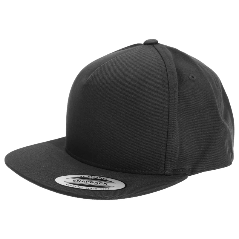 Image of Yupoong Mens Flexfit Plain Classic 5 Panel Snapback Cap in Black Male One Size