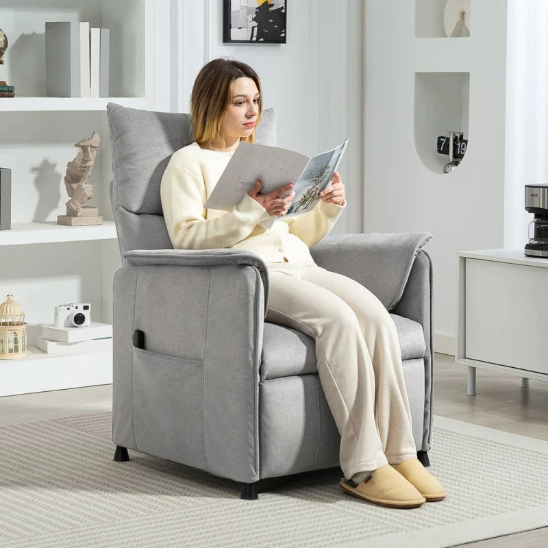 Image of HOMCOM Electric Reclining Chair w/ Remote, Power Recliner for Elderly in Grey Size: 1 Seater Grey Unisex 1 Seater
