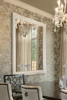 Image of "Hamilton" White Shabby Chic Decorative Design Wall Mirror 117cm x 91cm 3ft10 X 3ft