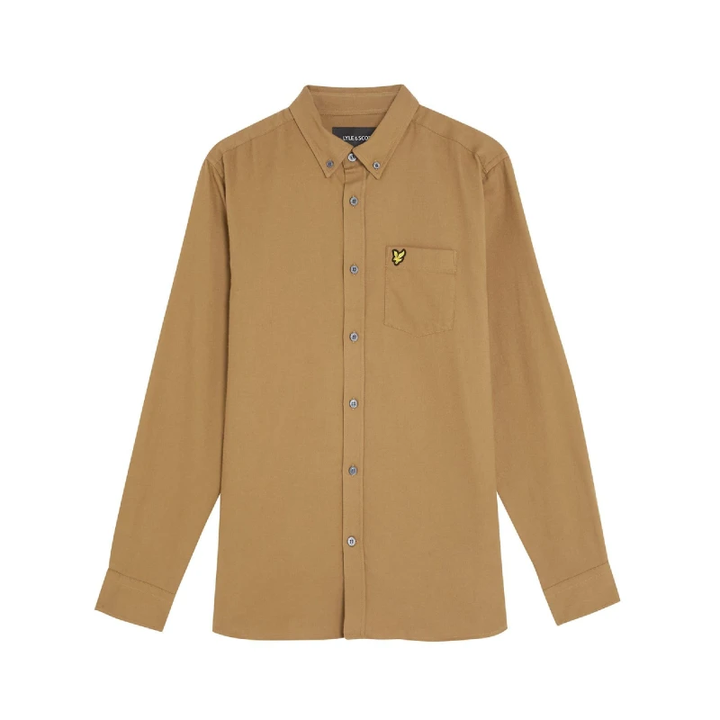 Image of Lyle and Scott Plain Flannel Shirt Brown male S