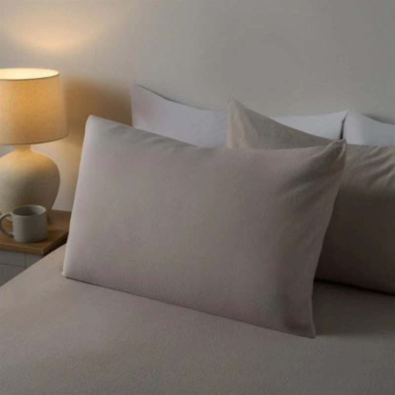 Image of OHS OHS 2 Pack Pillowcase Brushed Cotton Soft Fleece in Natural Size: Standard Pillow Case Natural Standard Pillow Case Unisex 5027434223817