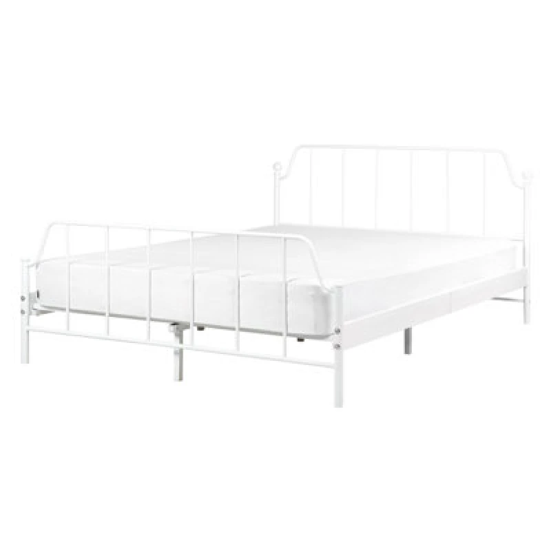 Image of Beliani Bed Metal Mauressac 140 X 200 Cm (Eu Double) White