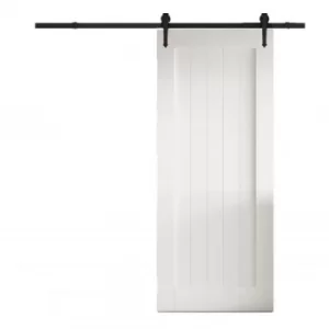 Image of Cottage White Primed FLB Sliding Barn Door with Urban Track 2073 x 862mm
