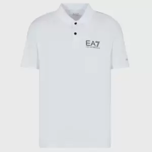 Image of EA7 Logo-Print Pique Polo Shirt - M