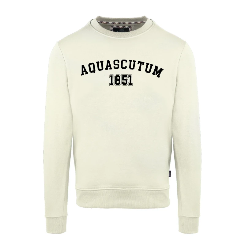 Image of Aquascutum Mens Round Neck Crew Sweatshirt Crew Sweaters Small Yellow 52344813350