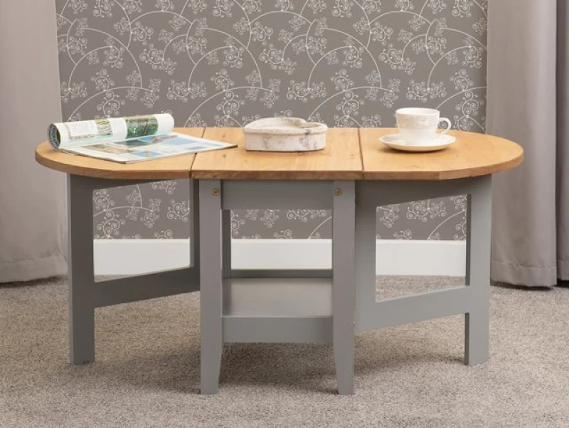 Image of Seconique Santos Grey and Pine Drop Leaf Coffee Table