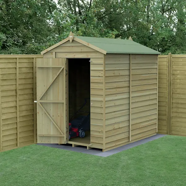 Image of Forest Garden Forest 4Life Overlap Pressure Treated Apex Shed - 7 x 5ft