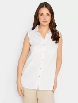 Image of Long Tall Sally Sleeveless Linen Shirt - White, Size 18, Women