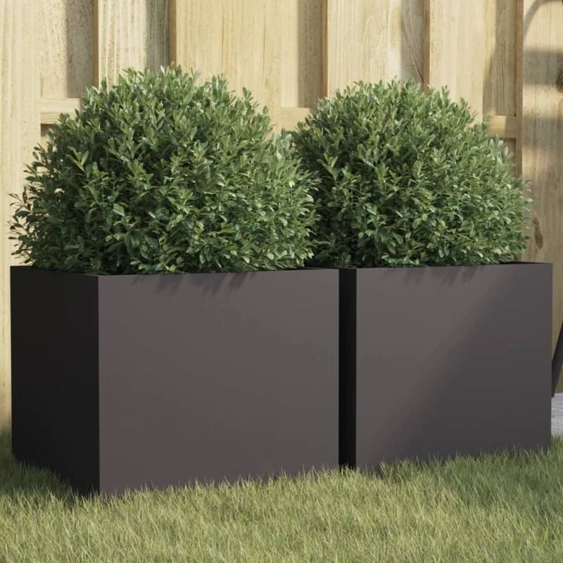 Image of VIDAXL Planters 2 pcs Black 32x30x29cm Steel vidaXL 8721012363946