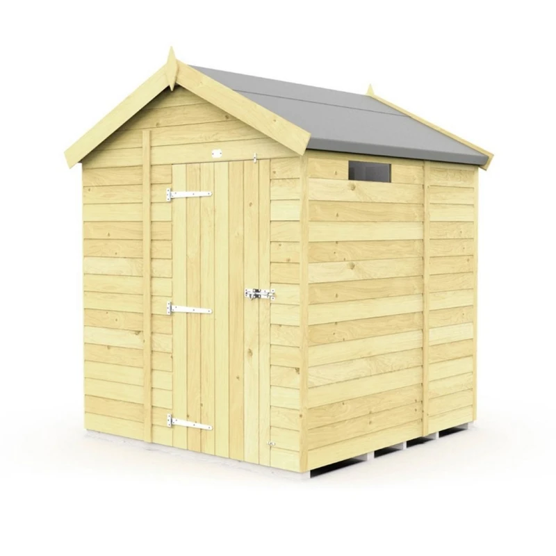 Image of Buttercup Farm 6 x 5 Feet Apex Security Shed - Single Door - L158 x W175 x H217cm in Brown Brown Unisex