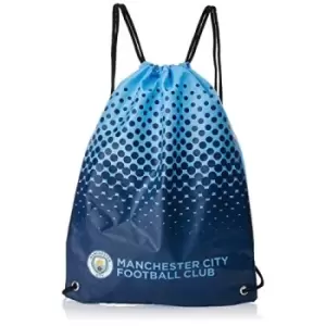 Image of Manchester City FC Official Football Fade Design Gym Bag (One Size) (Light Blue/Navy)