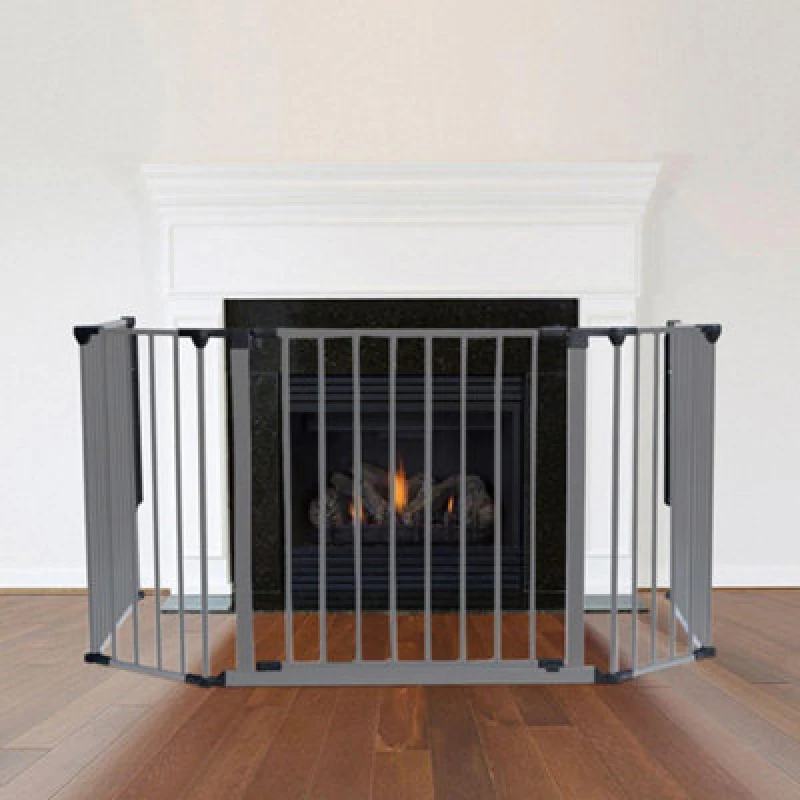 Image of Safetots Multi Panel Fire Surround, 88Cm Deep X 104Cm Wide, Grey, 70Cm Tall, Child And Pet Safety, Baby And Toddler Fire Guard