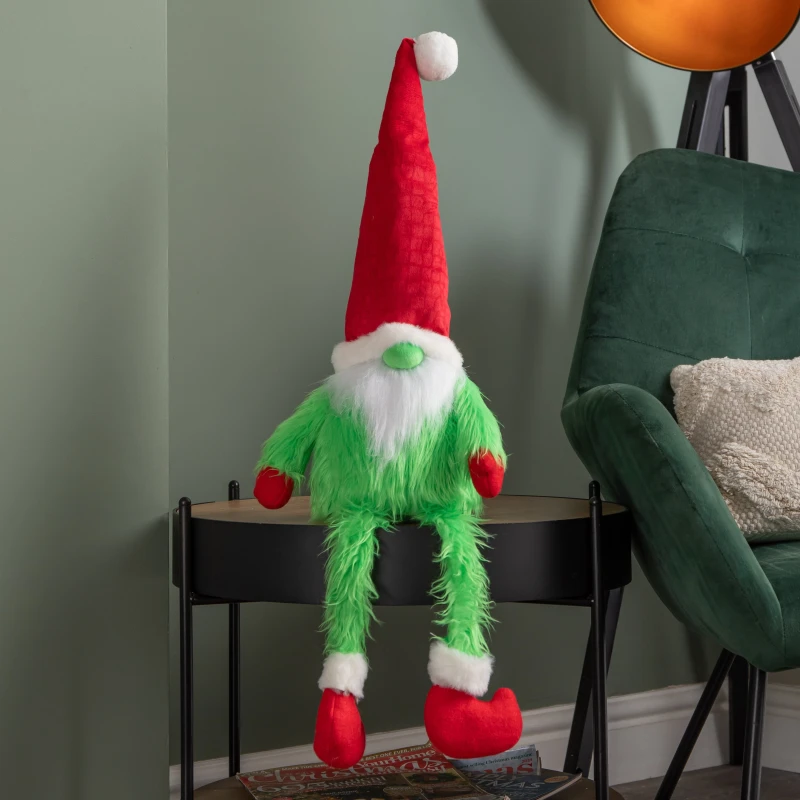 Image of 30cm Soft Green Fur Christmas Sitting Gronk Decoration with Dangly Legs