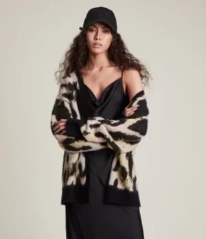 Image of AllSaints Womens Lunar Cardigan, Black Combo, Size: L
