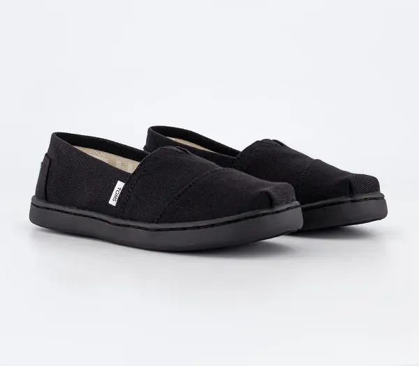 Image of TOMS Kids Alpargata Youth Slip Ons Black, 13 Youth