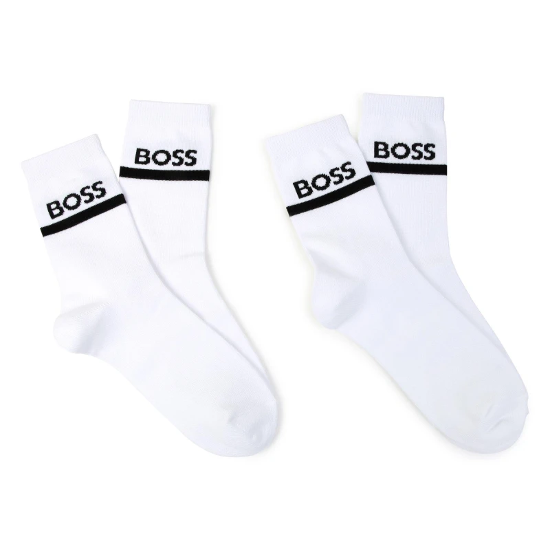 Image of Boss Logo Print Socks Junior Boys. - White White S Boys
