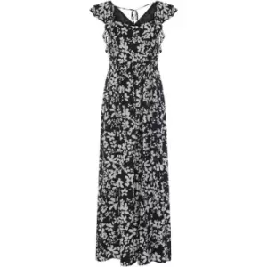 Image of French Connection Floral Drape Strappy Maxi Dress - Black