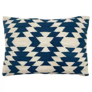Image of Jura Woven Geometric Cushion Navy
