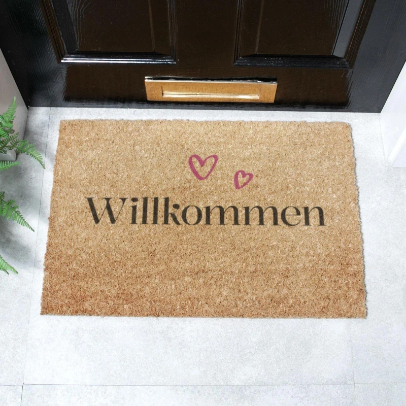 Image of Artsy Doormats Willkommen Hearts Doormat (60 X 40Cm)